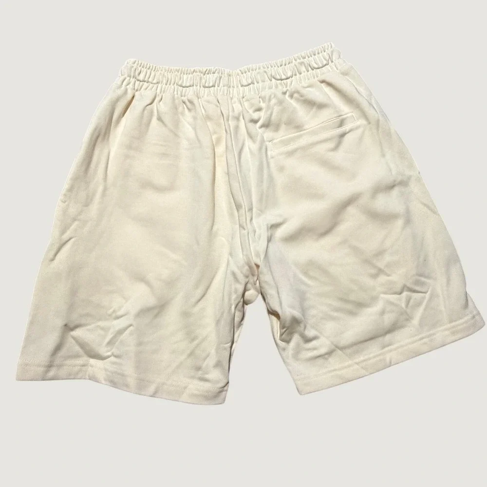 GFTD LA XXX Records Shorts Mens Medium Bone Cream Graphic Fleece Sweat Shorts